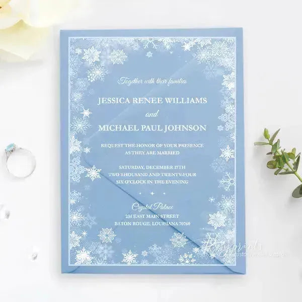 winter snowflake acrylic wedding invitations ROSYA45