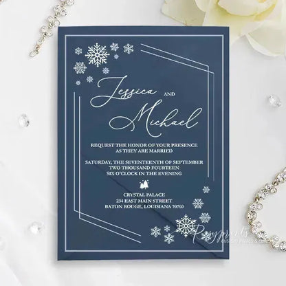 clear acrylic white snowflake winter invitations 